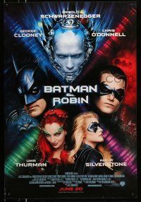2c076 BATMAN & ROBIN advance 1sh '97 Clooney, O'Donnell, Schwarzenegger, Thurman, cast images!