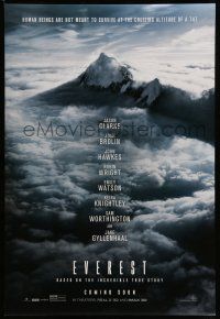 2c246 EVEREST teaser DS 1sh '15 cool image of the massive mountain rising over the clouds!