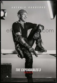 2c256 EXPENDABLES 3 teaser DS 1sh '14 great image of laughing Antonio Banderas w/gun!