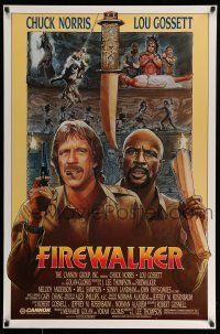 2c275 FIREWALKER 1sh '86 J.D. artwork of explorers Chuck Norris & Lou Gossett!