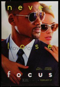 2c278 FOCUS teaser DS 1sh '15 cool close up of Will Smith and Margot Robbie in sunglasses!