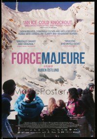 2c281 FORCE MAJEURE DS 1sh '14 Ruben Ostlund skiing comedy, cool image of huge avalanche!
