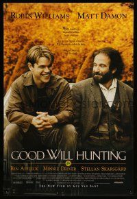 2c320 GOOD WILL HUNTING 1sh '97 great image of smiling Matt Damon & Robin Williams!