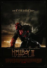 2c355 HELLBOY II: THE GOLDEN ARMY advance DS 1sh '08 Ron Perlman is the good guy!