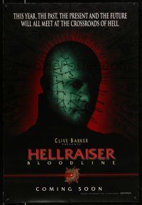 2c358 HELLRAISER: BLOODLINE teaser DS 1sh '96 Clive Barker, Pinhead at the crossroads of hell!