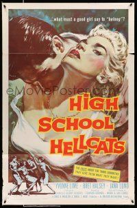 2c001 HIGH SCHOOL HELLCATS 1sh '58 best AIP bad girl art, what must a good girl say to belong?