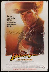 2c412 INDIANA JONES & THE LAST CRUSADE int'l advance 1sh '89 Ford over a white background by Drew!