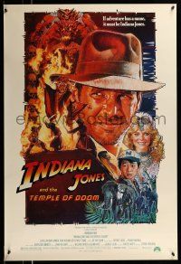 2c414 INDIANA JONES & THE TEMPLE OF DOOM 1sh '84 art of Harrison Ford & cast by Drew Struzan!