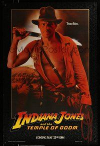 2c415 INDIANA JONES & THE TEMPLE OF DOOM teaser 1sh '84 art of Harrison Ford, trust him!