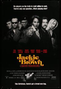 2c430 JACKIE BROWN advance 1sh '97 Quentin Tarantino, Santa's got a brand new bag, top cast!