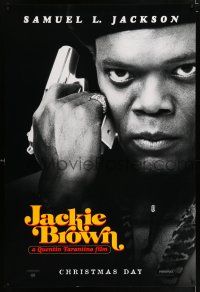2c434 JACKIE BROWN teaser 1sh '97 Quentin Tarantino, cool image of Samuel L. Jackson with gun!