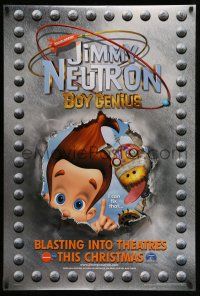 2c441 JIMMY NEUTRON BOY GENIUS teaser DS 1sh '01 Nickelodeon sci-fi cartoon, great image!