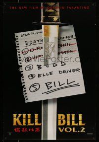 2c454 KILL BILL: VOL. 2 teaser 1sh '04 katana through death list, Quentin Tarantino!