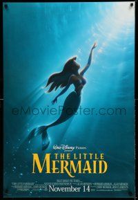 2c481 LITTLE MERMAID advance DS 1sh R97 Disney, Ariel swimming to the surface, art by John Alvin!