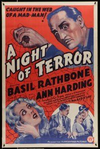 2c495 LOVE FROM A STRANGER 1sh R42 Basil Rathbone, Agatha Christie, A Night of Terror!