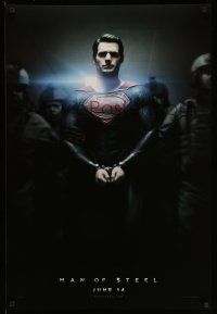 2c508 MAN OF STEEL teaser DS 1sh '13 Henry Cavill in the title role as Superman handcuffed!