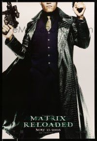 2c518 MATRIX RELOADED teaser DS 1sh '03 cool image of Laurence Fishburne as Morpheus!