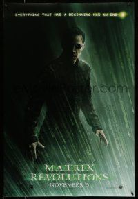2c526 MATRIX REVOLUTIONS teaser DS 1sh '03 cool image of Keanu Reeves as Neo!