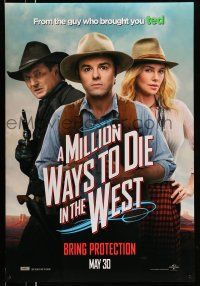 2c538 MILLION WAYS TO DIE IN THE WEST teaser DS 1sh '14 close-up of MacFarlane, Theron, Neeson!