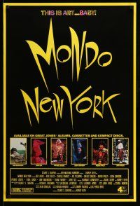 2c545 MONDO NEW YORK 1sh '88 Harvey Keith, Finley, this is art baby, cool yellow title design!