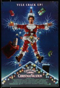 2c566 NATIONAL LAMPOON'S CHRISTMAS VACATION DS 1sh '89 Consani art of Chevy Chase, yule crack up!