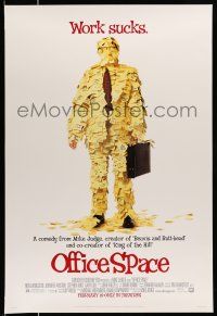 2c582 OFFICE SPACE style A advance DS 1sh '99 Mike Judge directed, Stephen Root covered in post-its!