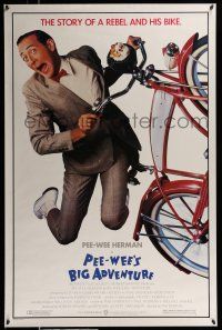 2c595 PEE-WEE'S BIG ADVENTURE 1sh '85 Tim Burton, best image of Paul Reubens & his beloved bike!