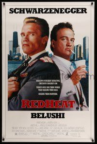 2c634 RED HEAT 1sh '88 great image of cops Arnold Schwarzenegger & James Belushi!