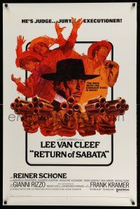 2c641 RETURN OF SABATA int'l 1sh '72 cool art of Lee Van Cleef with bizarre pistol!