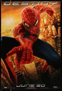 2c711 SPIDER-MAN 2 teaser 1sh '04 great image of Tobey Maguire in the title role, Destiny!