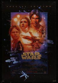 2c730 STAR WARS style B advance DS 1sh R97 George Lucas classic sci-fi epic, art by Drew Struzan!