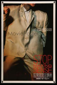 2c736 STOP MAKING SENSE 1sh '84 Jonathan Demme, Talking Heads, close-up of David Byrne's suit!