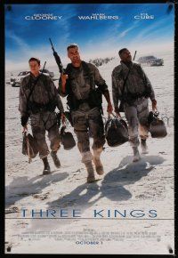 2c769 THREE KINGS advance DS 1sh '99 George Clooney, Mark Wahlberg, & Ice Cube in the Gulf War!