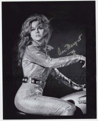 2d0959 ANN-MARGRET signed 8x10 REPRO still '90s sexy c/u in glittering outfit on Triumph motorcycle!