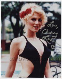 2d0686 AUDREY LANDERS signed color 8x10 REPRO still '90s sexy close up in a very skimpy swimsuit!