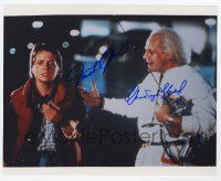 2d0691 BACK TO THE FUTURE signed color 8x10 REPRO still '85 by Michael J. Fox AND Christopher Lloyd!