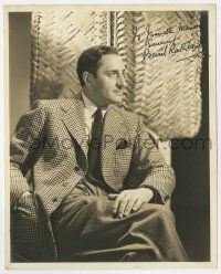2d0464 BASIL RATHBONE signed deluxe 8x10 still '40s great seated portrait of the English star!