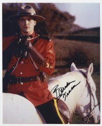 2d0701 BRENDAN FRASER signed color 8x10 REPRO still '00s backwards on horse as Dudley Do-Right!