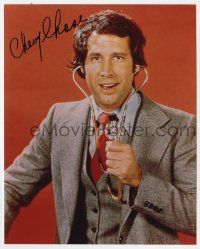 2d0718 CHEVY CHASE signed color 8x10 REPRO still '90s youthful portrait playing with stethoscope!