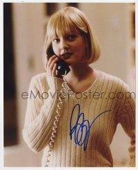 2d0744 DREW BARRYMORE signed color 8x10 REPRO still '90s c/u of the sexy star talking on phone!