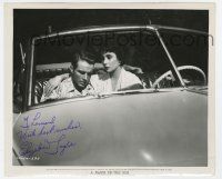 2d0485 ELIZABETH TAYLOR signed 8.25x10 still '50 in car w/ Montgomery Clift in A Place in the Sun!