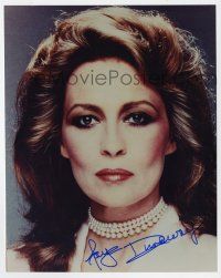 2d0751 FAYE DUNAWAY signed color 8x10 REPRO still '90s beautiful close portrait wearing pearls!