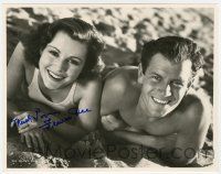 2d1023 FRANCES DEE signed 8x10 REPRO still '70s c/u smiling on the beach with husband Joel McCrea!