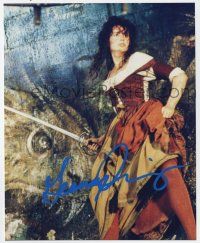 2d0755 GEENA DAVIS signed color 8x10 REPRO still '90s great swashbuckling c/u from Cutthroat Island!