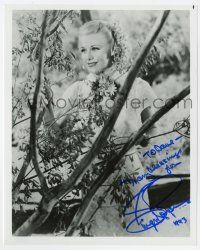 2d1028 GINGER ROGERS signed 8x10 REPRO still '93 beautiful close up standing behind tree branches!