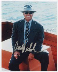 2d0771 JACK NICHOLSON signed color 8x10 REPRO still '90s great portrait smiling & smoking on a boat!