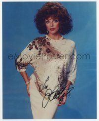 2d0787 JOAN COLLINS signed color 8x10 REPRO still '80s full-length portrait of the sexy English star