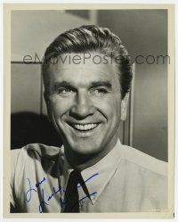 2d0522 LESLIE NIELSEN signed 8x10 still '67 great smiling portrait from The Reluctant Astronaut!