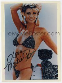 2d0841 MARKIE POST signed color 8x10 REPRO still '80s the sexy blonde actress in a skimpy bikini!