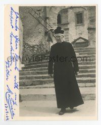2d0128 MAURICE CHEVALIER signed deluxe 4.75x5.75 still '64 in costume as Father Antonio in Jessica!
